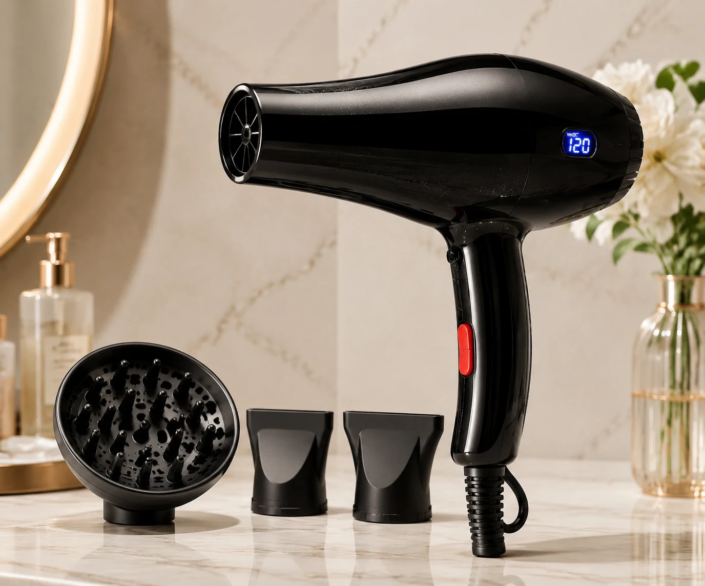 سشوار حرفه‌ای کارن Karen مدل HD-669 توان 2200 وات مجهز به نمایشگر دیجیتال